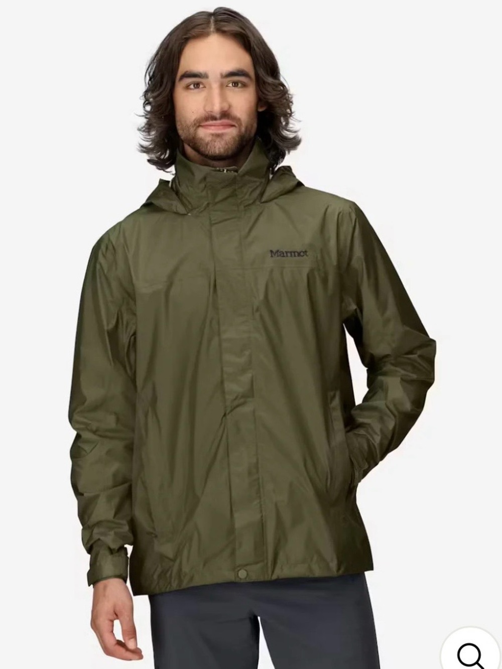 Marmot Men's PreCip Eco Rain Jacket Sz M Black Waterproof Nylon Hooded Full Zip